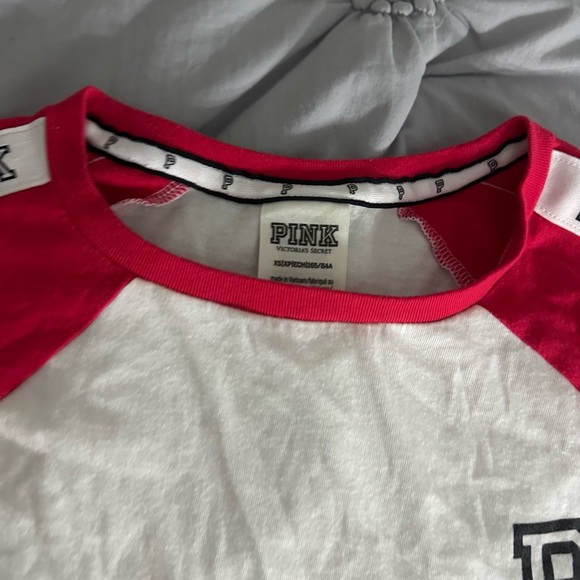 PINK Victoria's Secret Red and White Raglan Tee - Picture 2 of 2